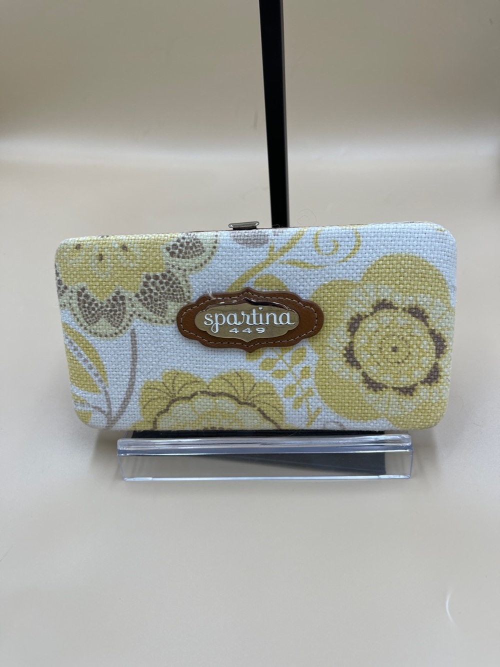 Spartina 449 Yellow and Brown Floral Canvas Wallet